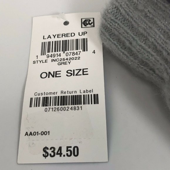 Grey Knitted Mittens Chevron-Knit One Size NWT Christmas Gift Free Shipping - Picture 4 of 6